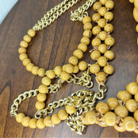 Vintage beaded Crossbody bag ☀️ wooden beads and gold chain ☀️ - Picture 3 of 6